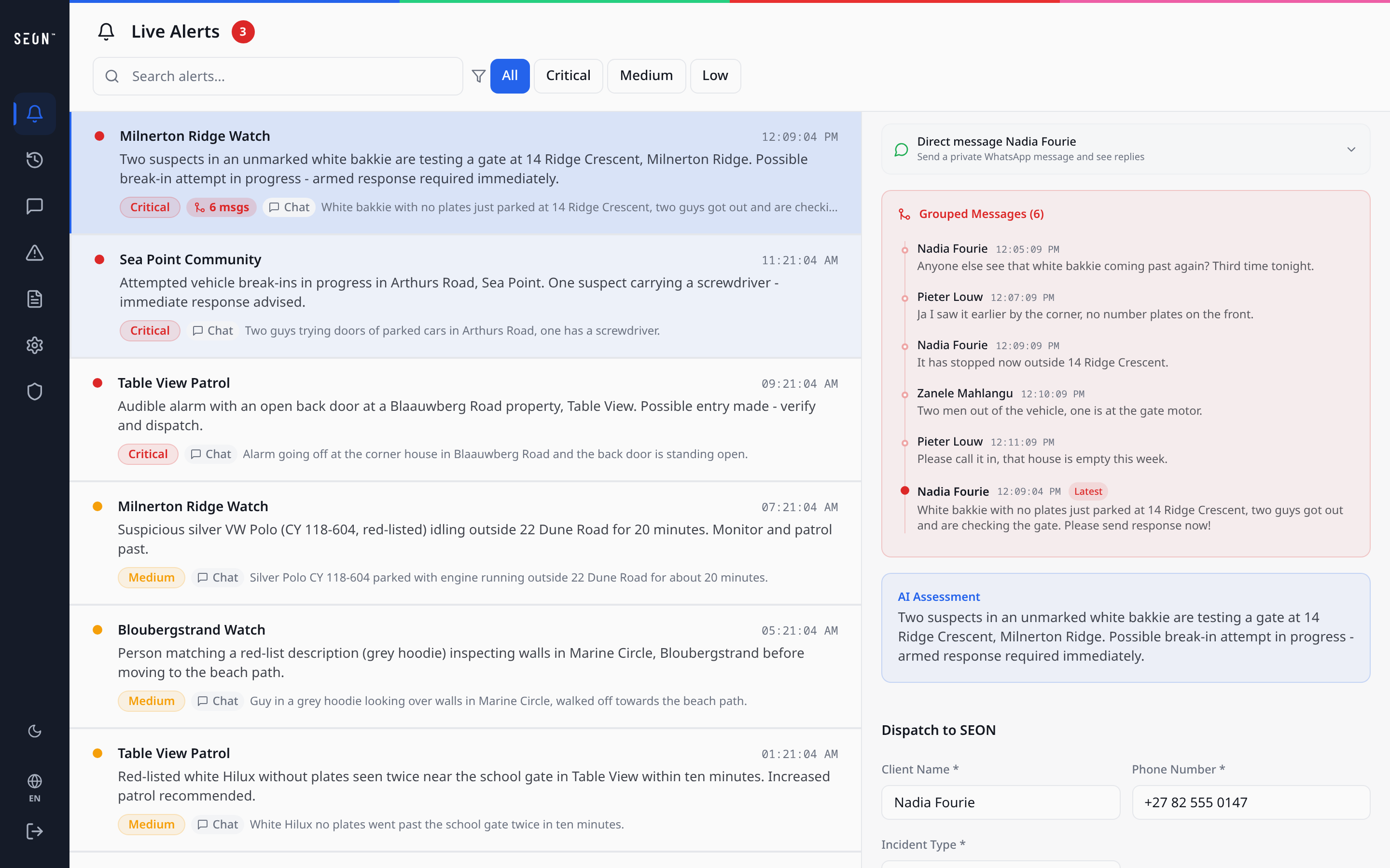 Chat Alarm alert detail with the grouped conversation around the flagged message and the AI assessment